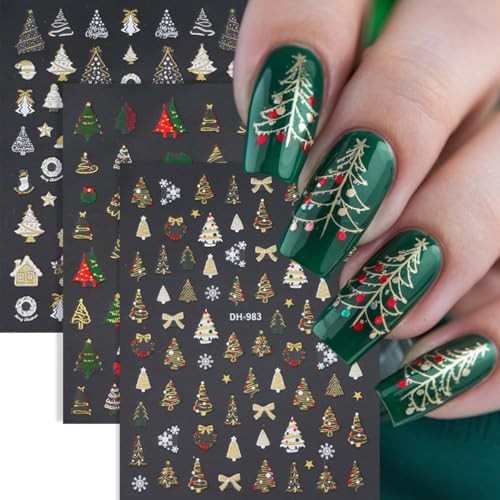 5 Sheets Christmas Nail Stickers 3D Christmas Nail Art Stickers christmas 17