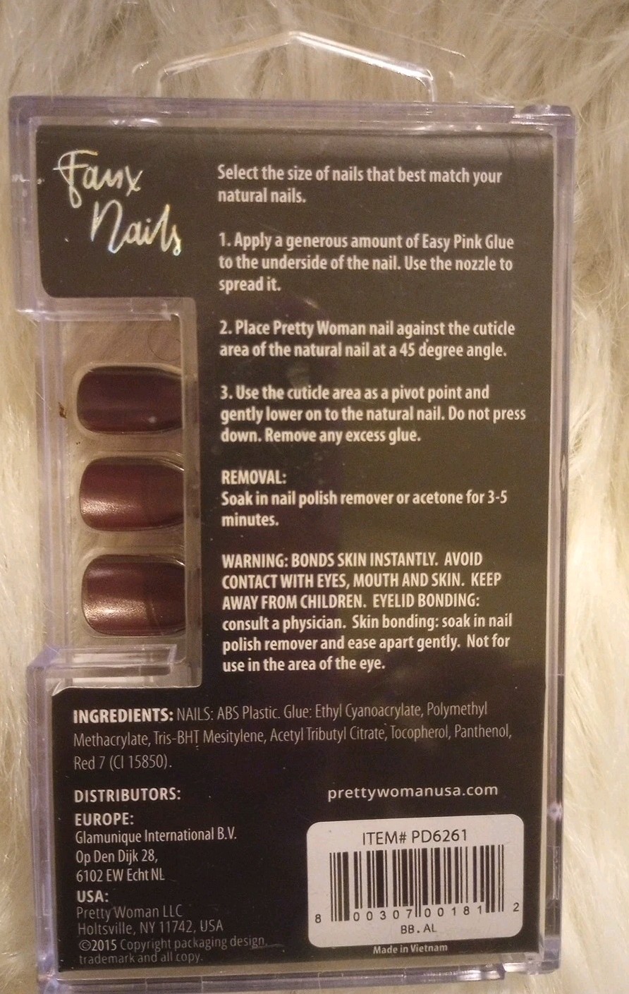 24 Nails Burgundy Press on Faux Fake False Fingernail Pretty Woman Glue Glitter