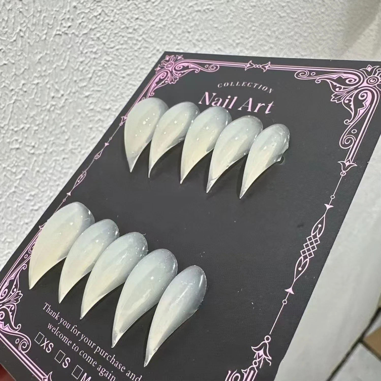 10 Pcs Handmade Press on Nails Short Curved Unique Stiletto Eagle Claw Acryli…