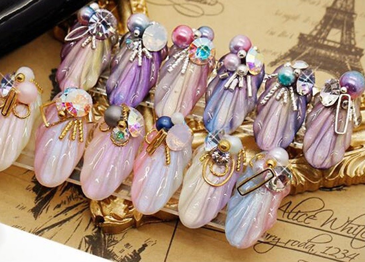 50pcs New 3D 2.5/3/4mm Gradient Colorful Mermaid Pearl Bead Ball Nail Art Decor