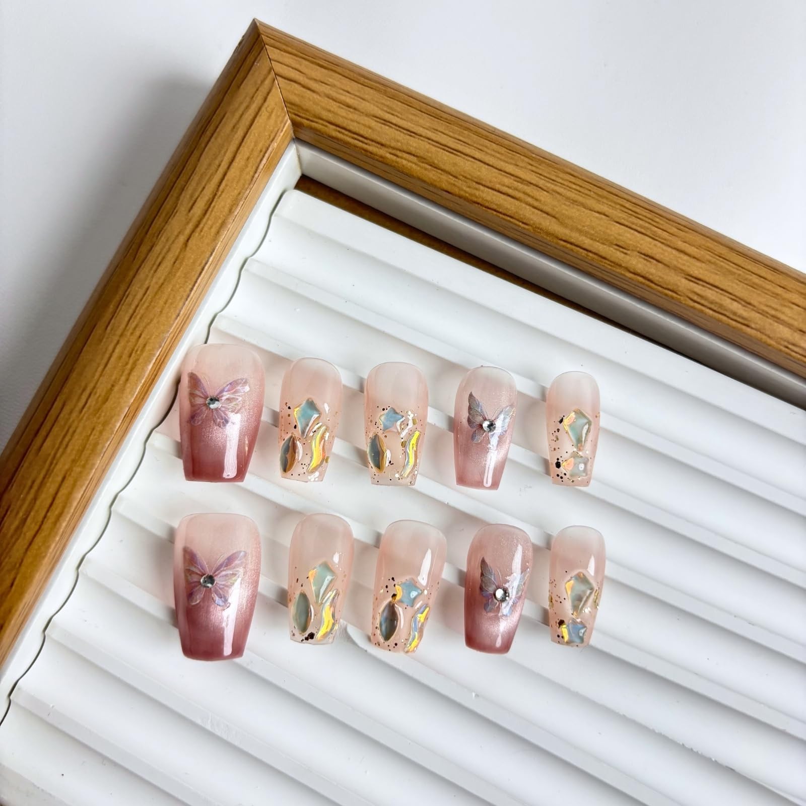 Handmade Press On Nails Short Coffin Acrylic Nails Press Ons