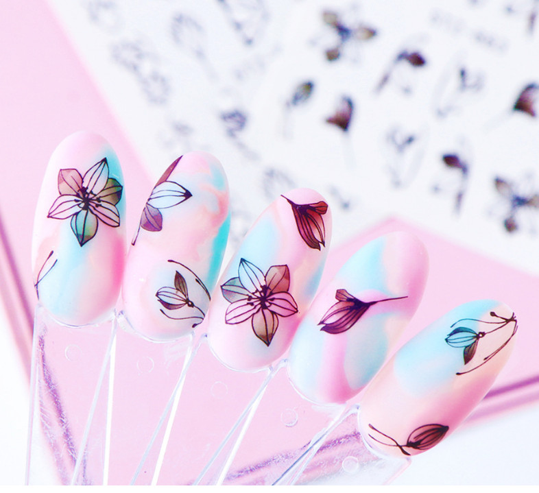 Nail Art Sticker Water Decal Owl Flower Decoration Slider Polish Foil Paper NS26