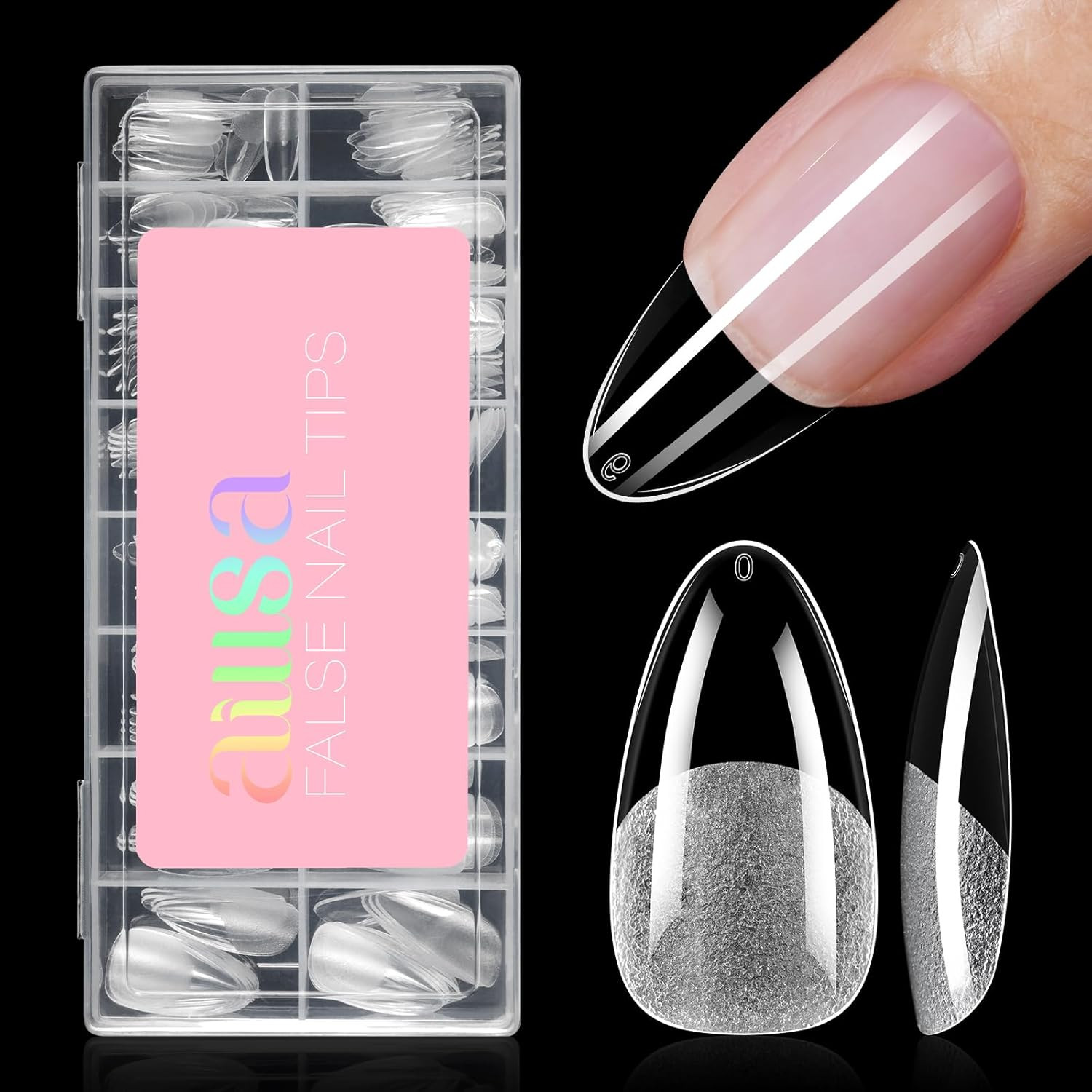 Short Almond Nail Tips – 15 Sizes 120Pcs Half Matte False Nail Tips Pre-Shaped S
