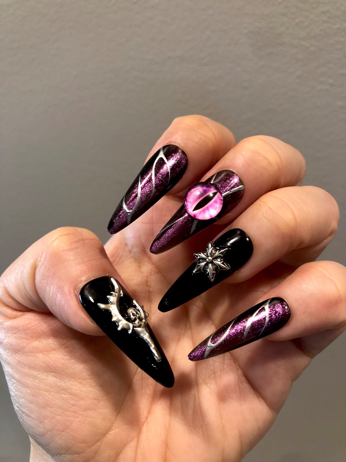 Handmade Paint Halloween press on nails with tools pack SIZE XS, S, M US Seller