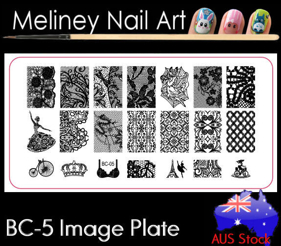 BC-05 Stamping Nail Art Image Plate Design Rectangle XL Stencil metal