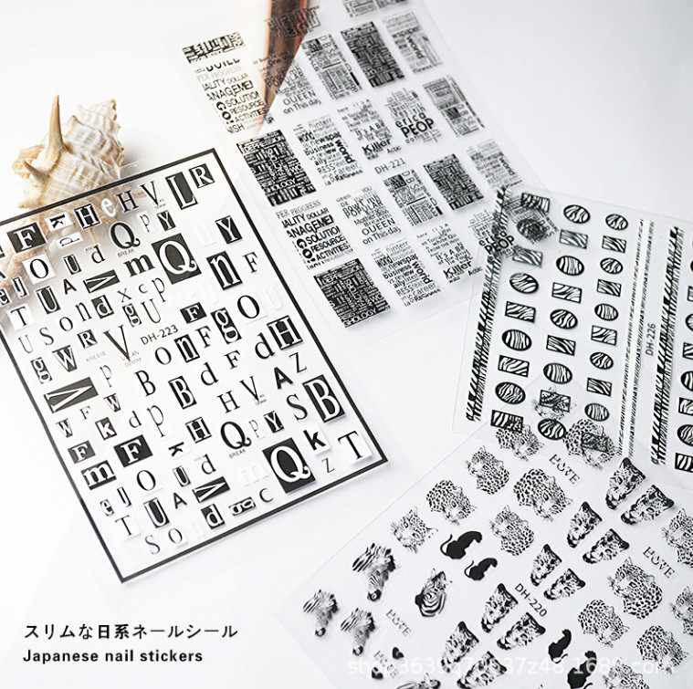 3D Nail Art Stickers Decal Manicure Snake Leopard Letters Love Star Moon NH12