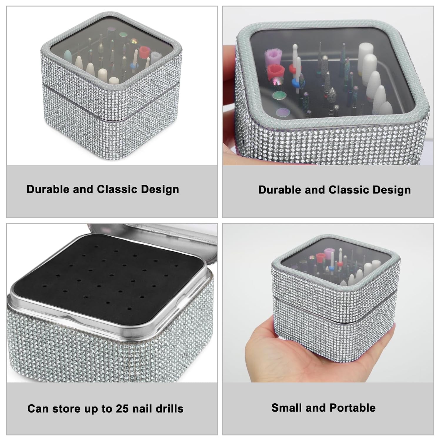 Cellentool 25Pcs Nail Drill Bits Set w/Box, Tungsten Carbide Diamond