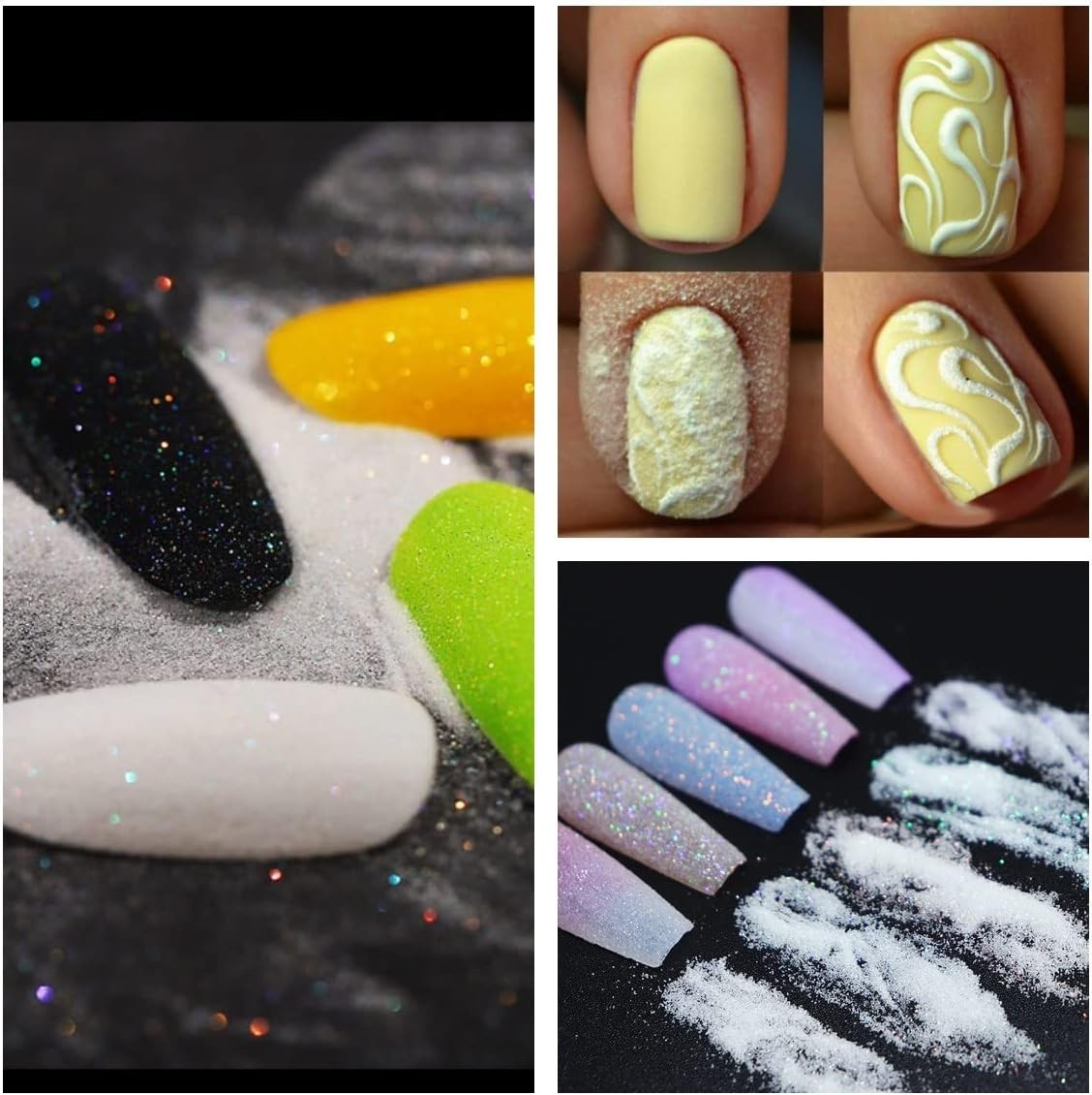 10g 0.2mm Shimmer White Rainbow Nail Glitter Holographic Shining Sugar Nail G…