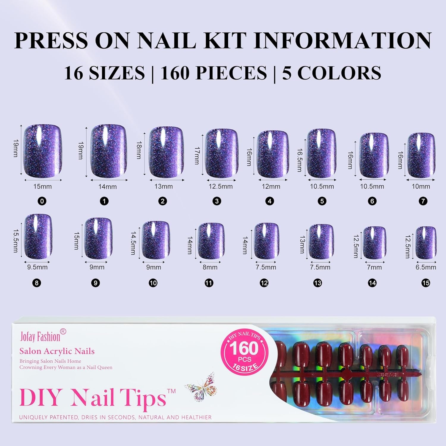 Cat Eye Press on Nails Short 5 Styles, 160Pcs Salon-Like Fake Nails with Glit…