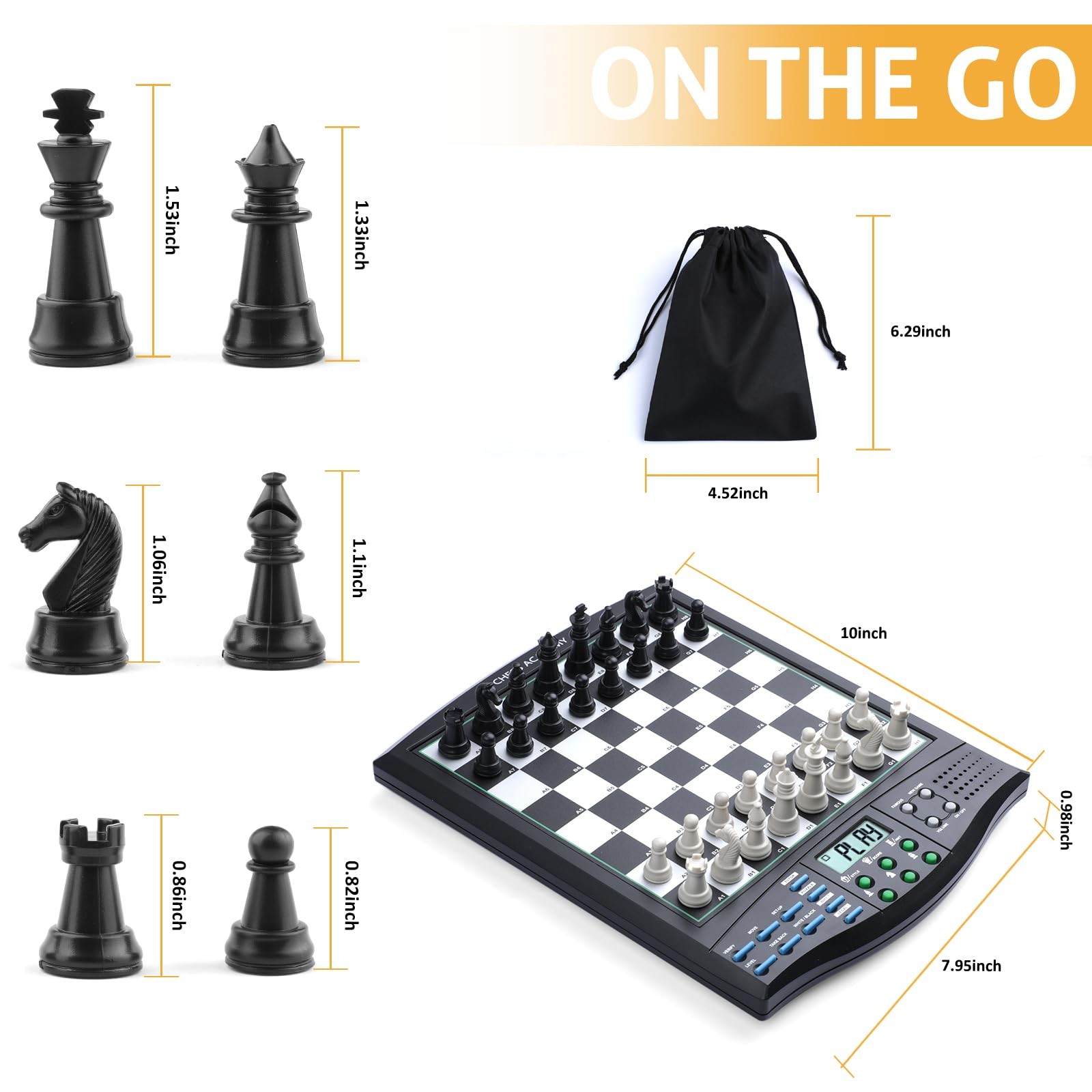LEVEROAM Talking Chess Academy with Voice Teaching System, Electronic Black