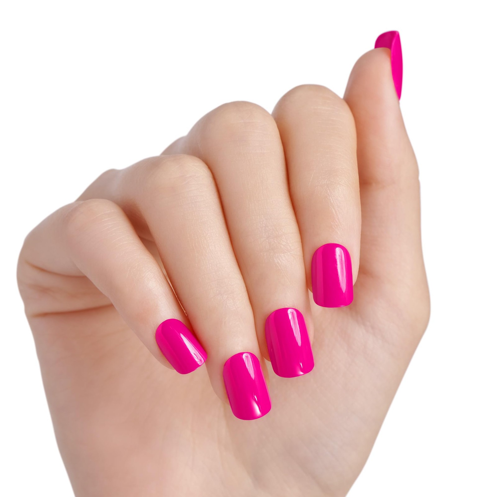 KISS imPRESS No Glue Mani Press On Nails, Color, ‘All Smiles’, Short, Pink