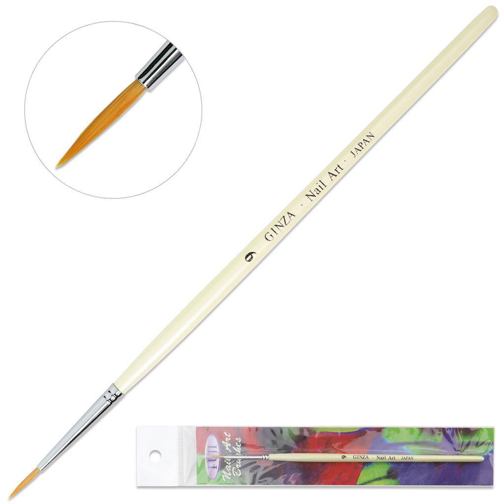 Ginza Japan Professional Drawing Nail Art Liner Brush with White Wooden Handle
