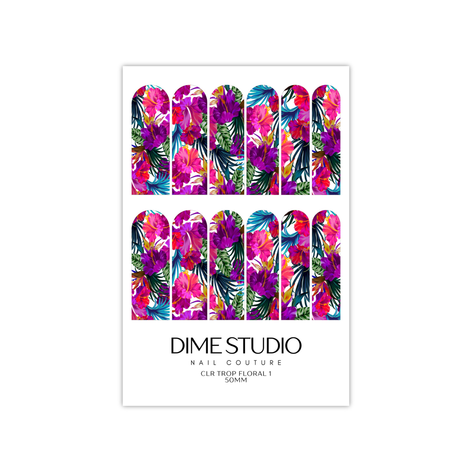 Pink & Purple Clear tropical Floral Nail Decals Waterslide Nail Wraps
