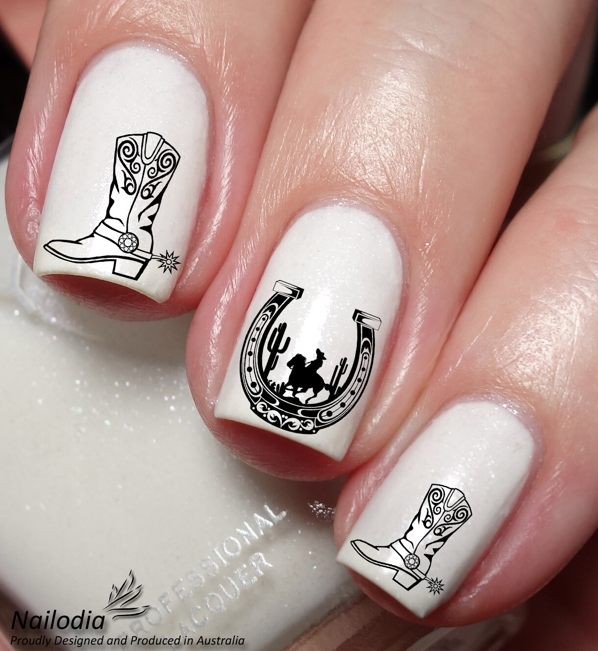 Cute Western Cowboy Nail Art Decal Sticker Water Transfer Slider