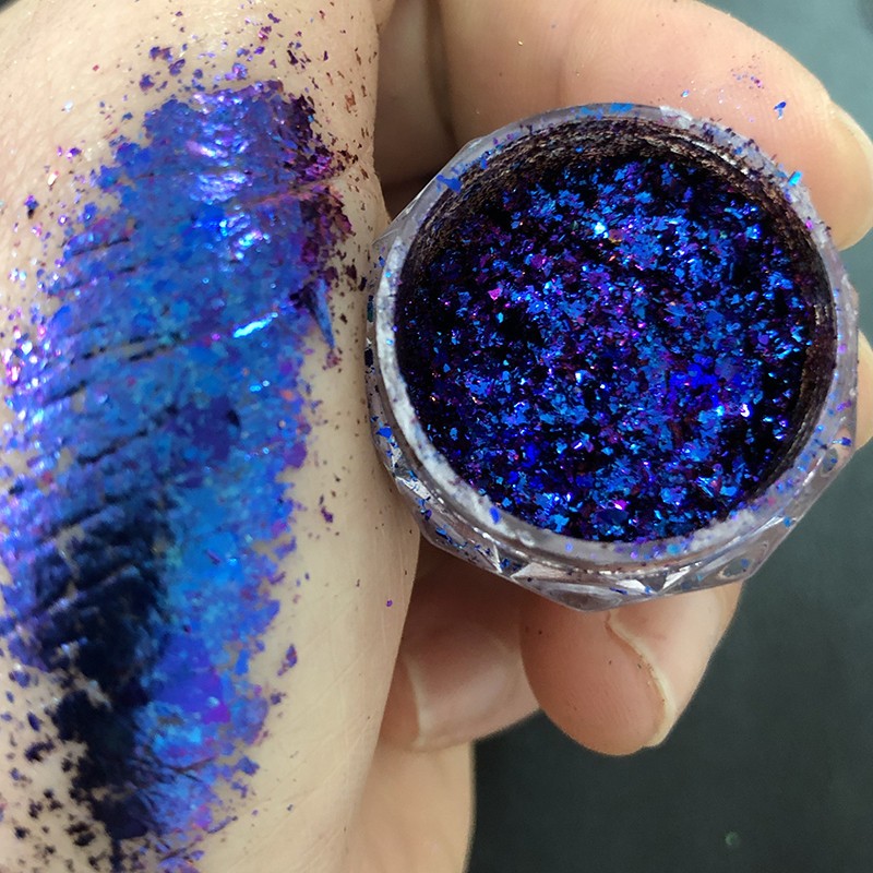 1 Jar AURORA Chrome Nail Art Flakes Multi Chrome Chameleon Peacock Galaxy Chrome