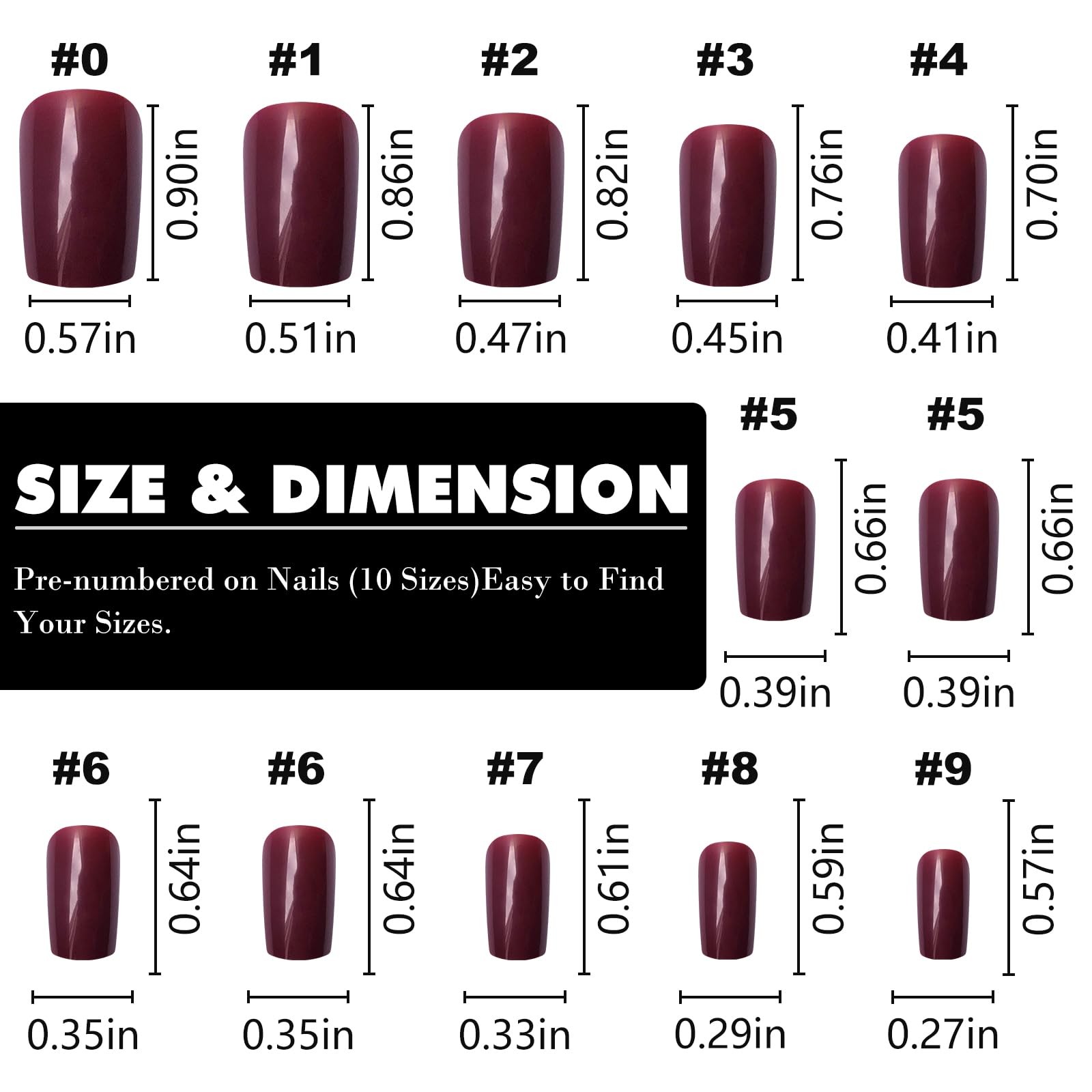 240pc Christmas Wine Red Press on Nails Medium Square Fake Nails Press ons Sq…