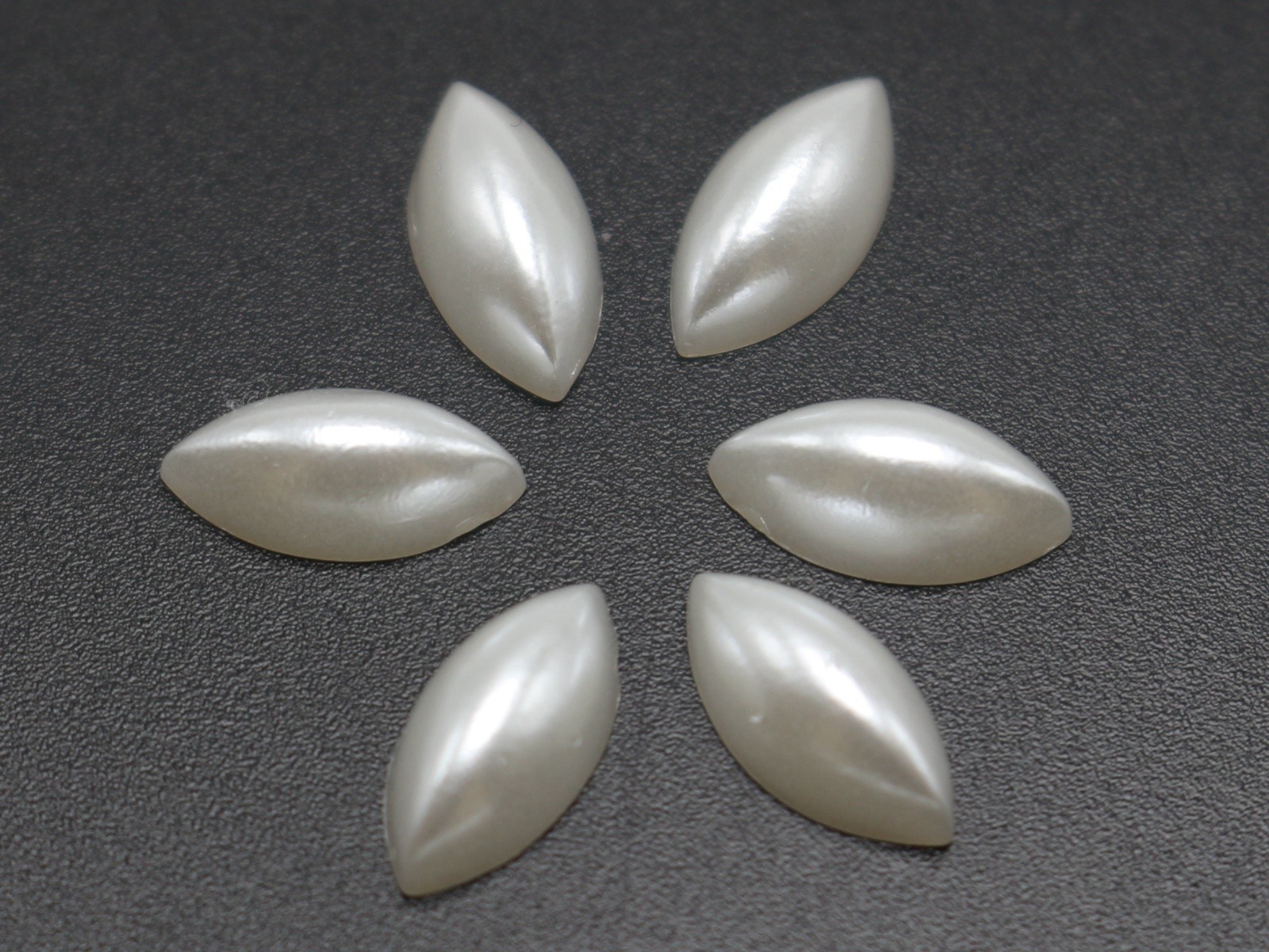 500 Pure white Horse Eye Half Pearl Bead 5X10mm Flat Back Scrapbook Craft