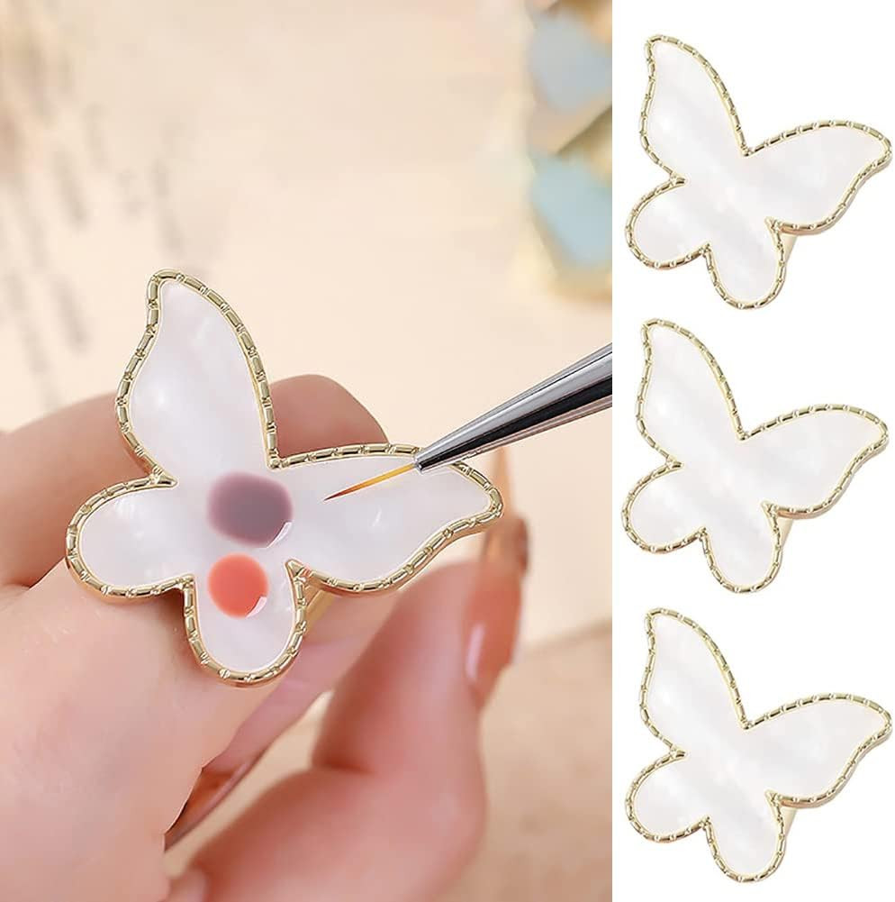 2 Pcs Butterfly Nail Art Resin Palette, Ring Gel Polishing Mixing Tray
