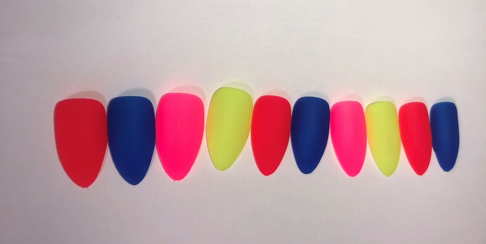 Neon Rainbow Glow in the Dark press on nail set- (Set of 20 sizes 0-9)