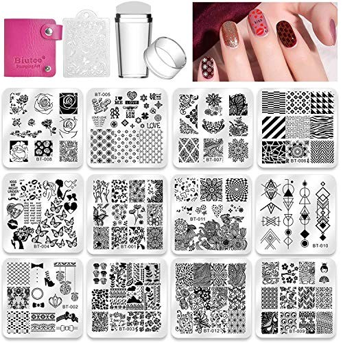 Nail Stamping Plates Set 12pcs Nail Plates 1stamper 1scraper 14 Piece Set