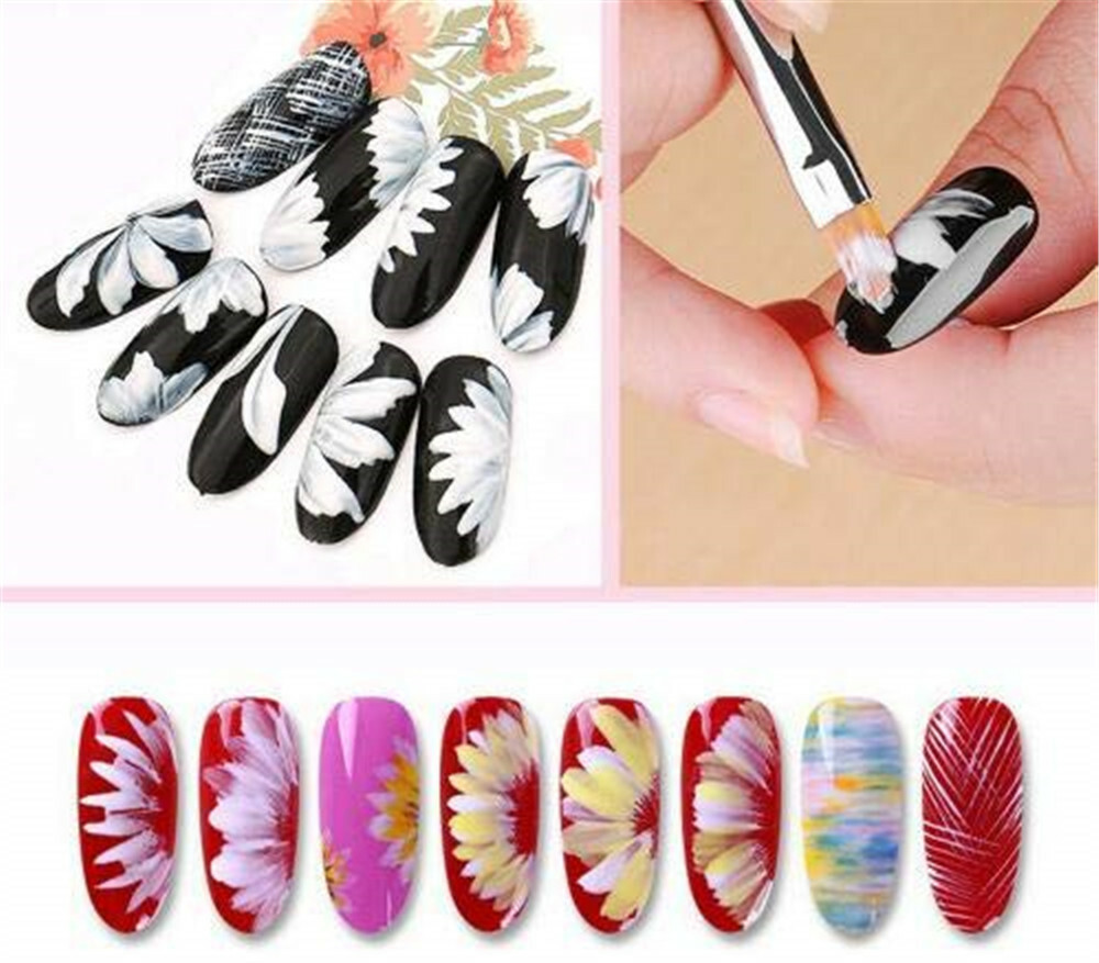 8Pcs Nail Art Brush Gradient Draw Polish Painting UV Gel Liner Pen Manicure Tool