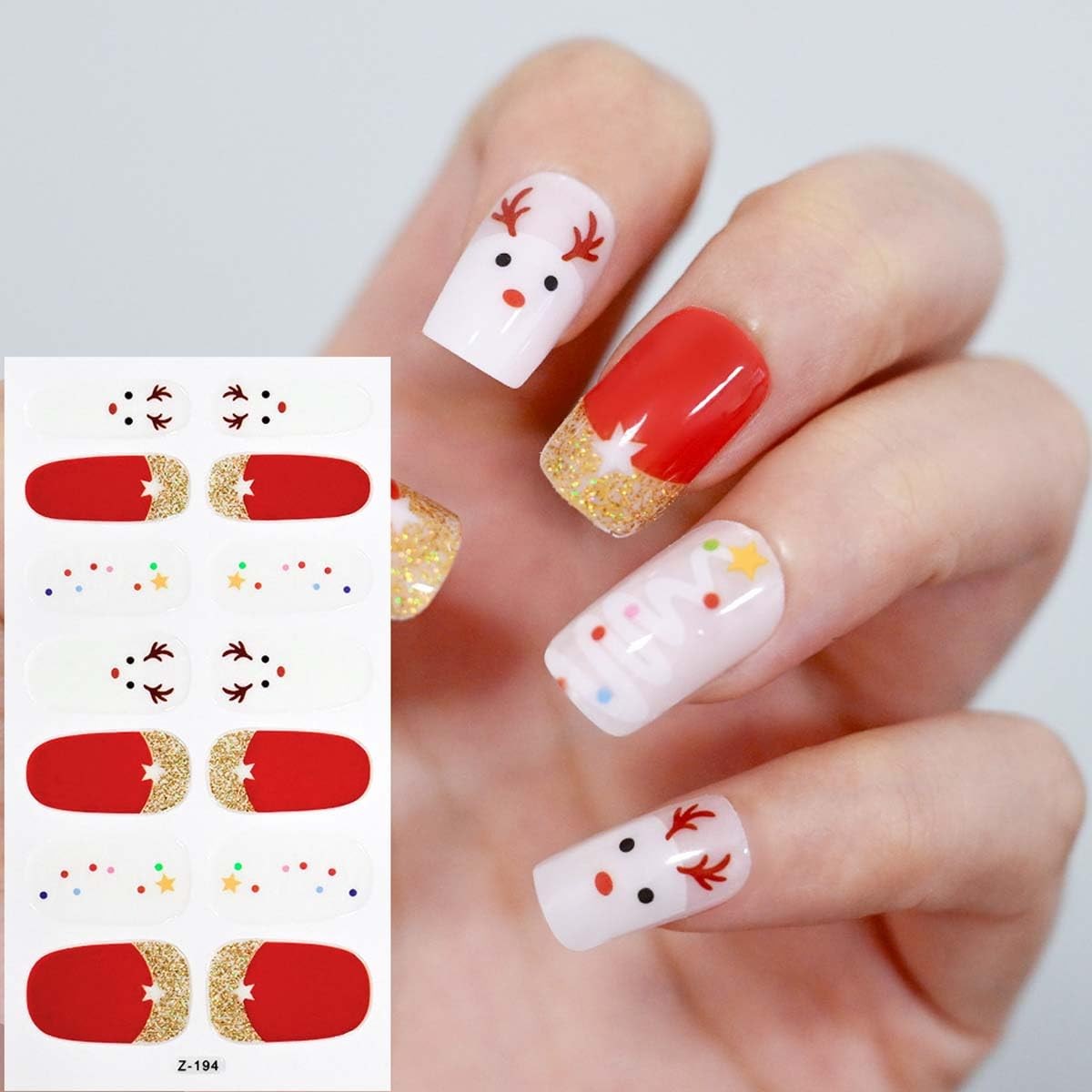 6 Sheets Christmas Nail Wraps Stickers Glitter Christmas Nail Polish Snowman …