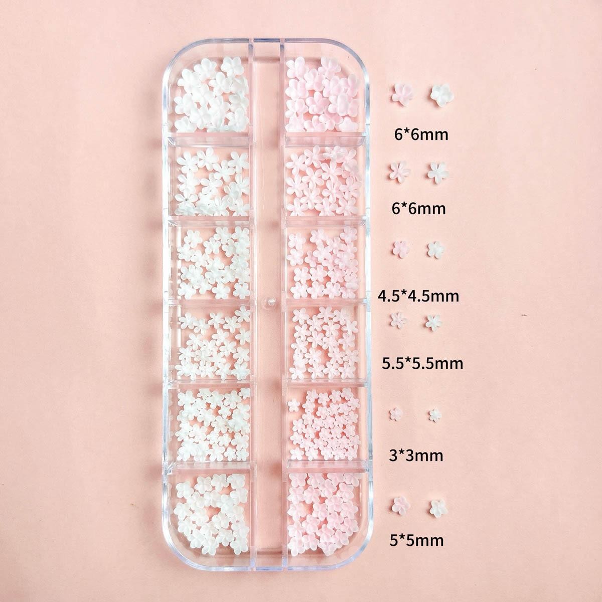 12-Grid Mini Resin Bow Flower Nail Charms Fairy Style Accessories for Manicure