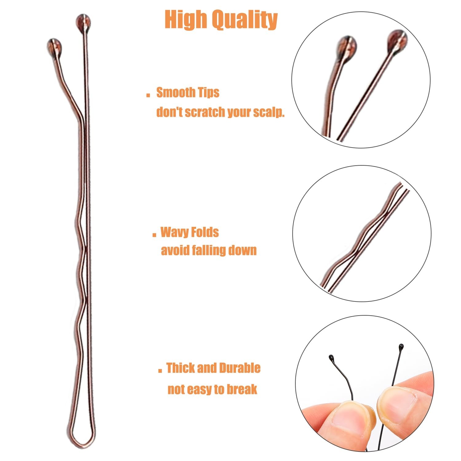 100Pcs Bobby Pins Brown Hair Kit for Women 1 Count (Pack of 100),