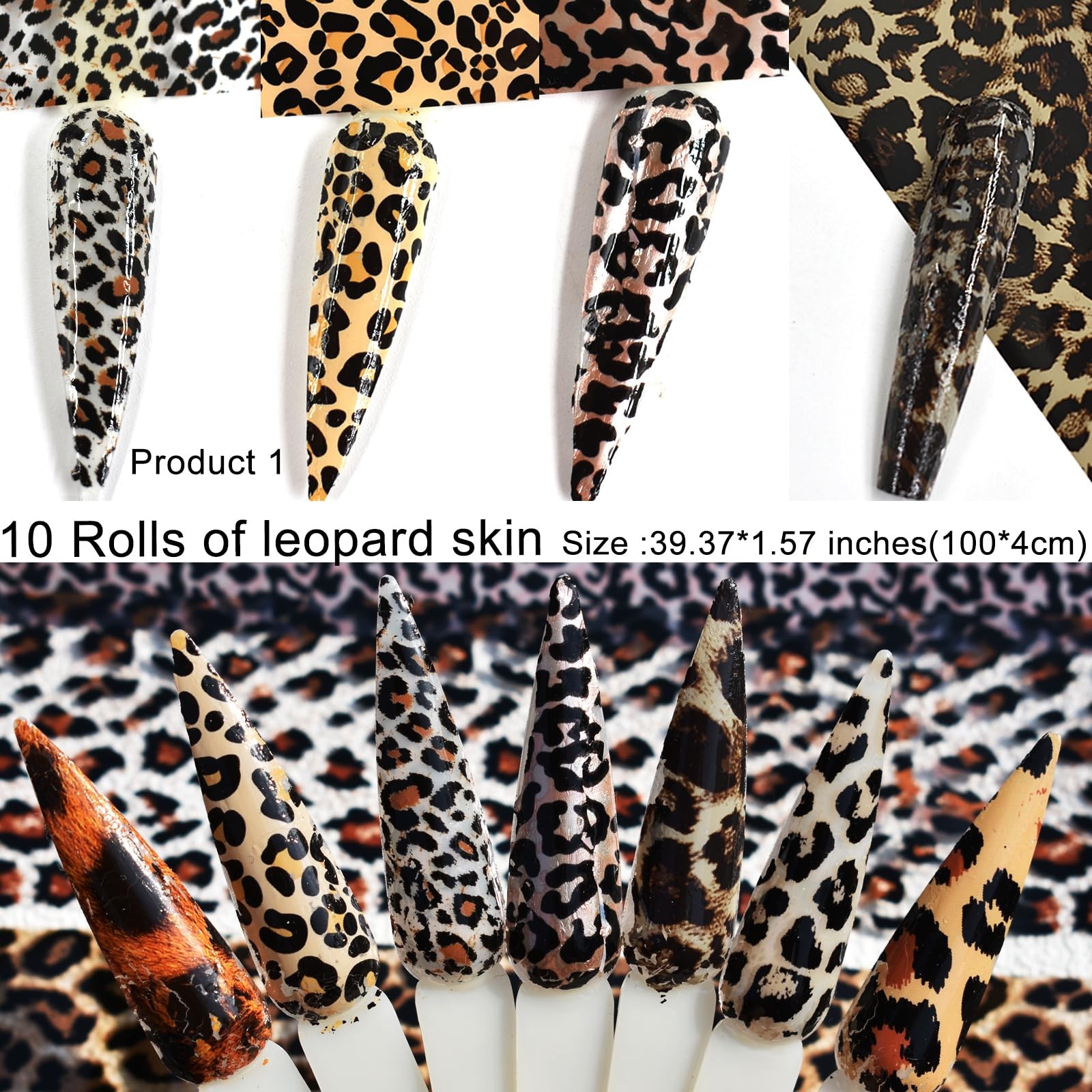 40 Rolls Animal Snake Leopard Print Nail Art Foils Transfer Stickers Set