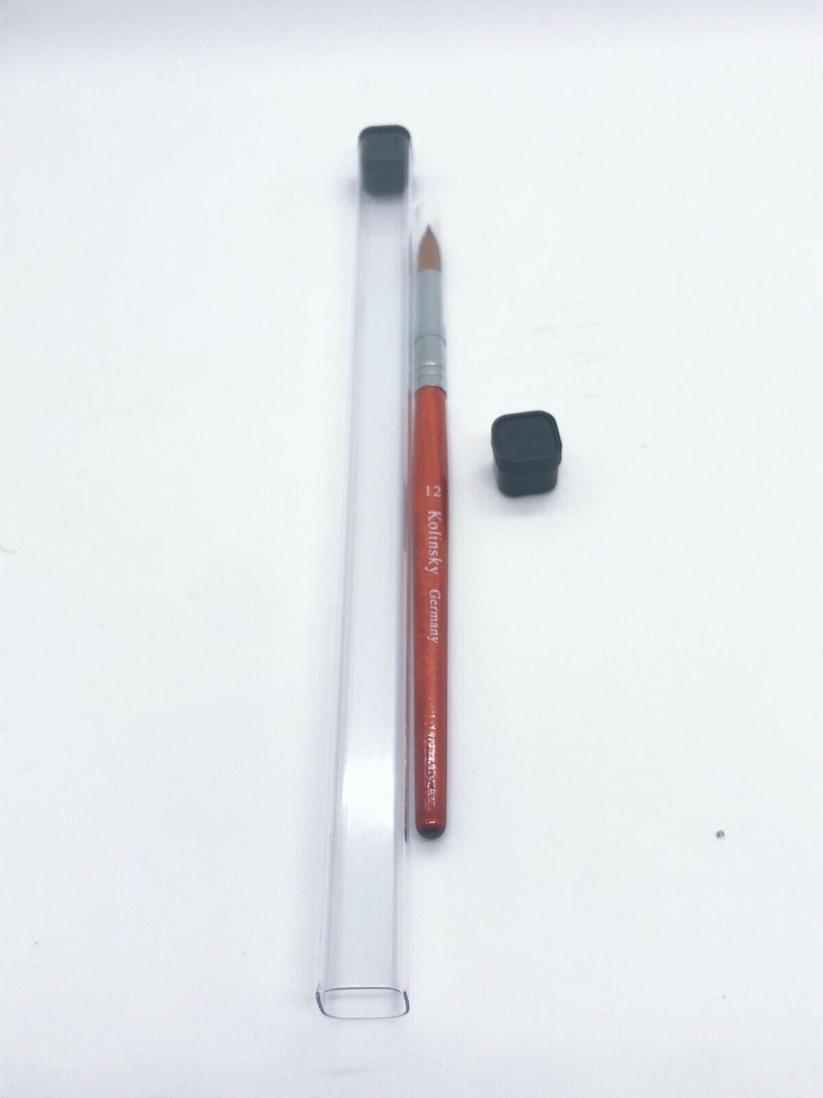 Acrylic Kolinsky Nail Brushes Nail Art Brush RED Wood Crimped Size 14