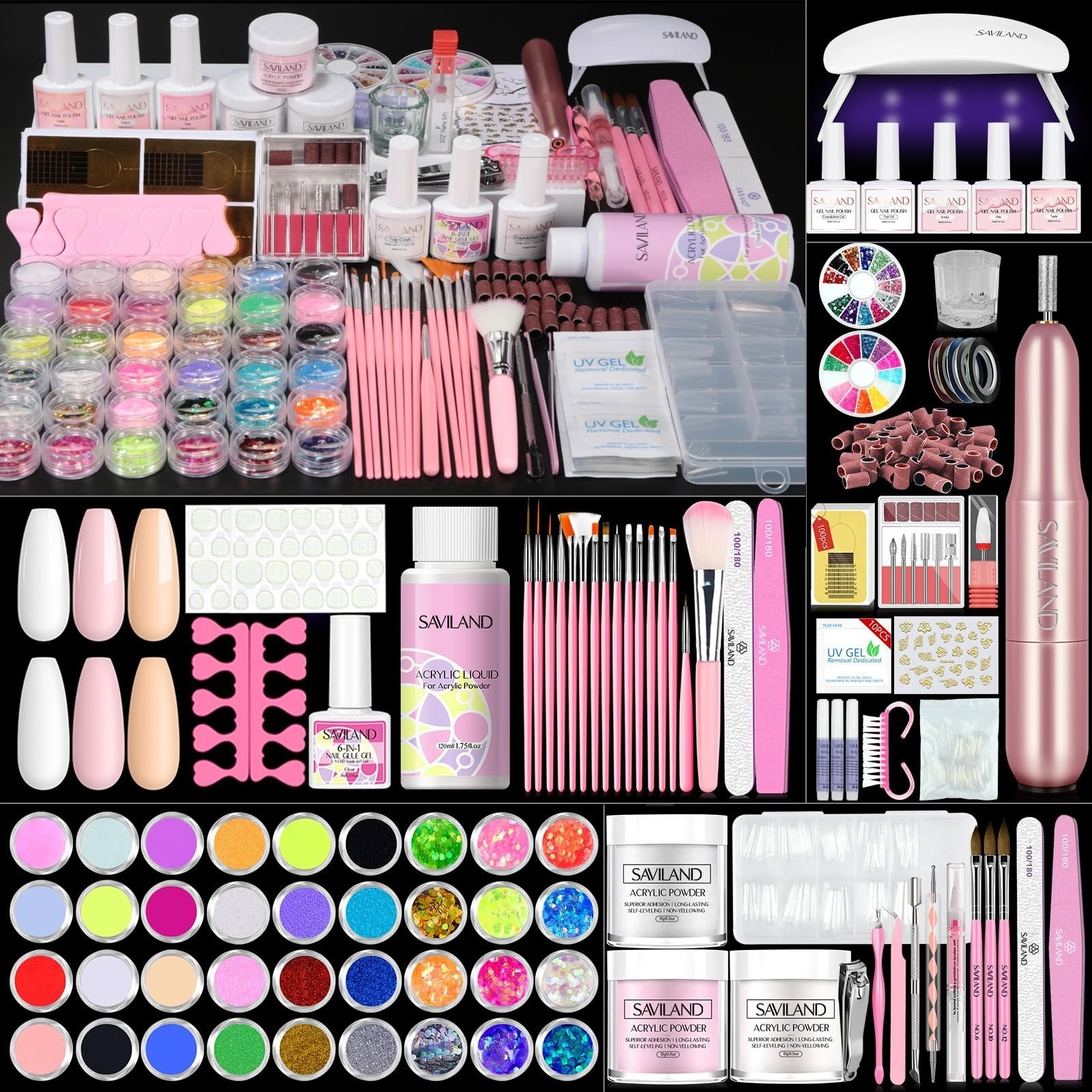 SAVILAND Acrylic Nail Kit with Drill – Professional Set for Beginners