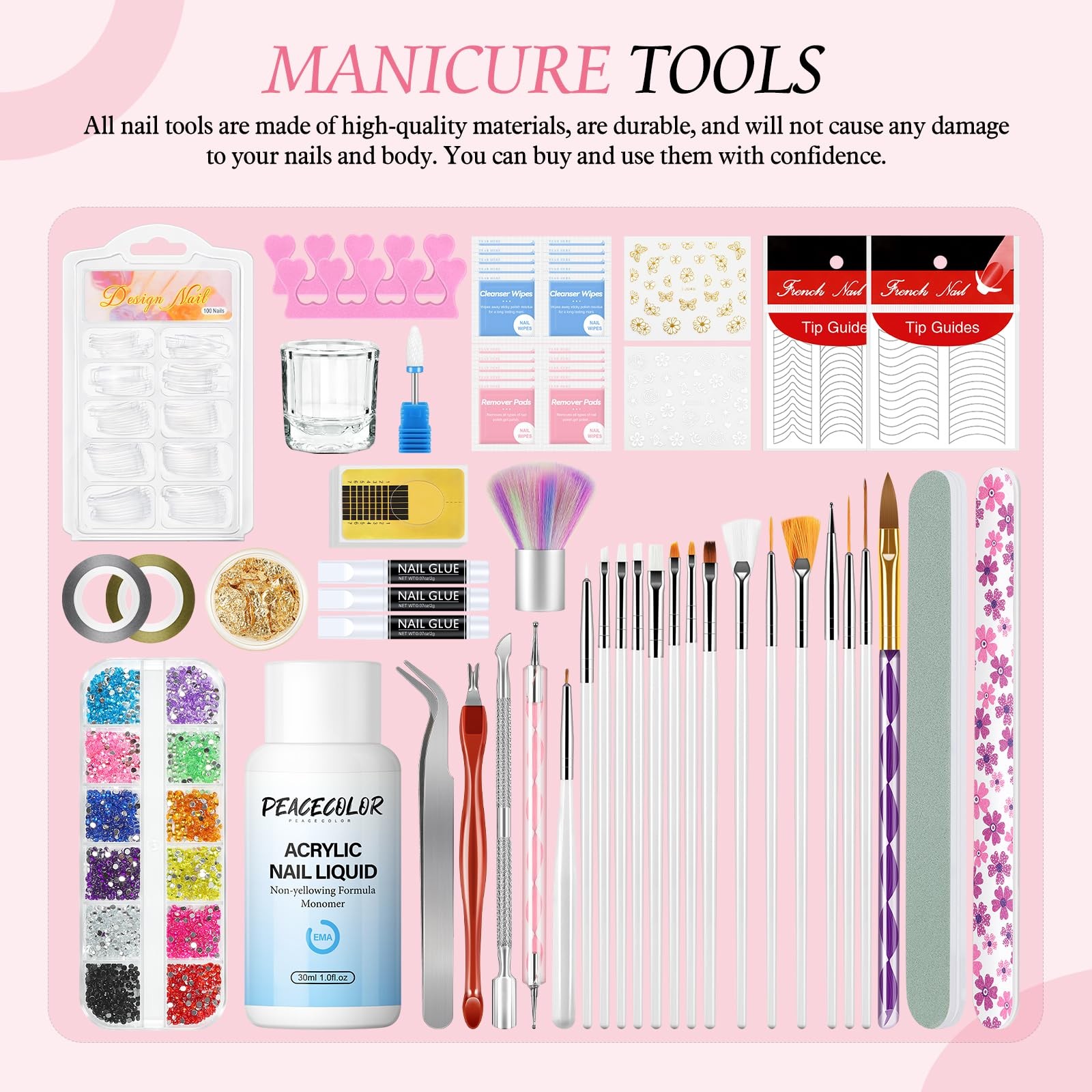 Peacecolor Acrylic Nail Kit for Beginners with Everything ,Professional Nail …