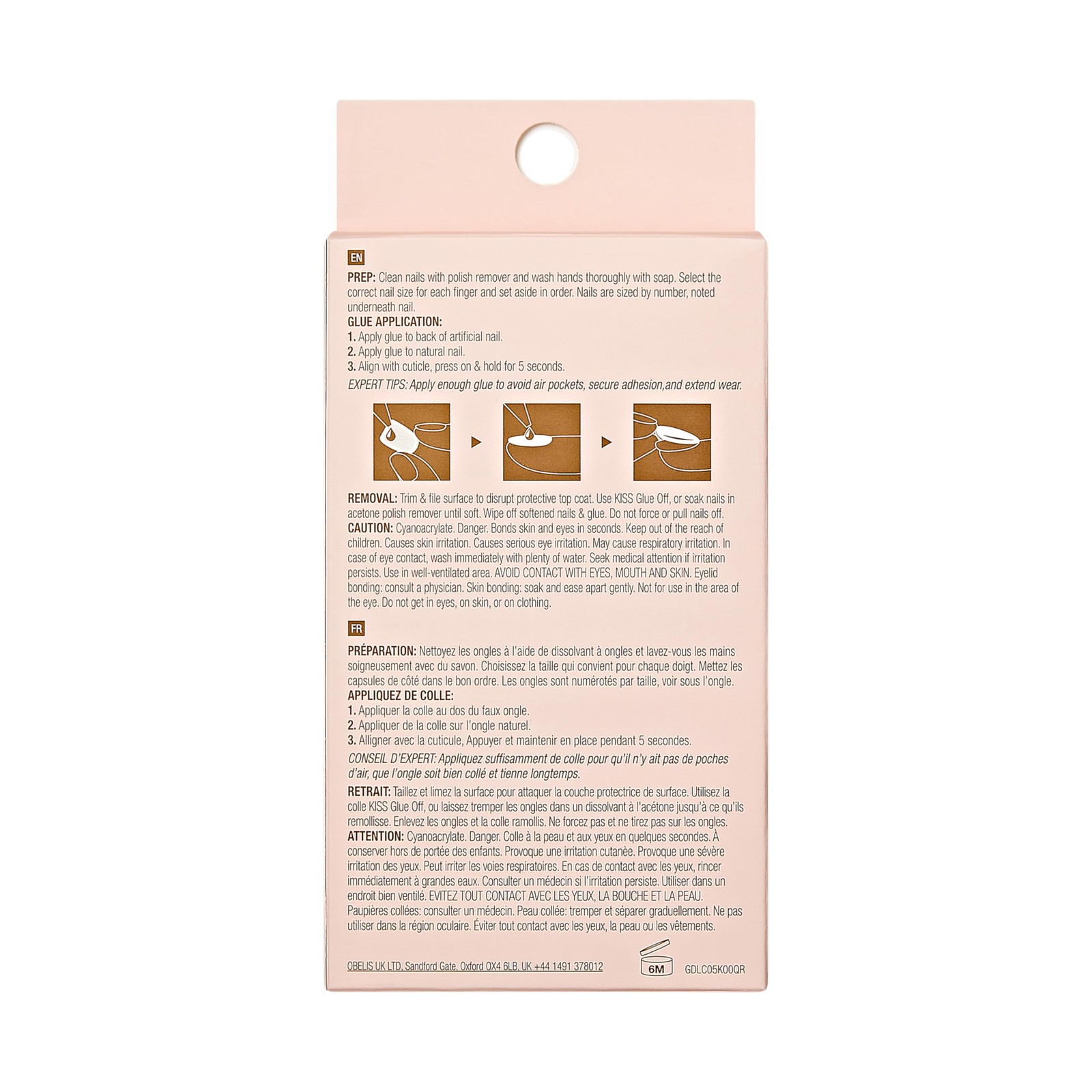 Goldfinger False Nails Gel Glam Design Full 24 Count (Pack of 2), Gold,Pink