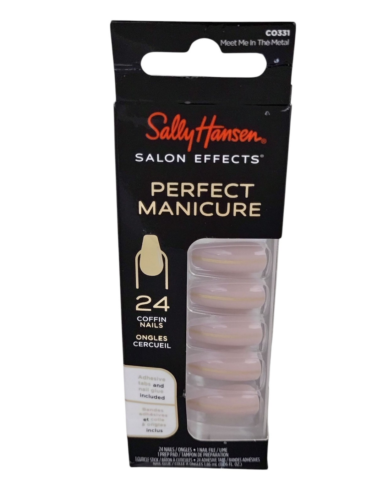 Sally Hansen SALON EFFECTS PERFECT MANICURE 24 COFFIN Nails MEET ME IN THE METAL