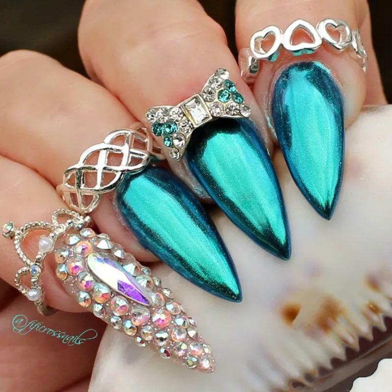 SALE! 5g MIRROR CHROME POWDER NAILS EFFECT AURORA COLOUR PIGMENT DUST + BRUSH