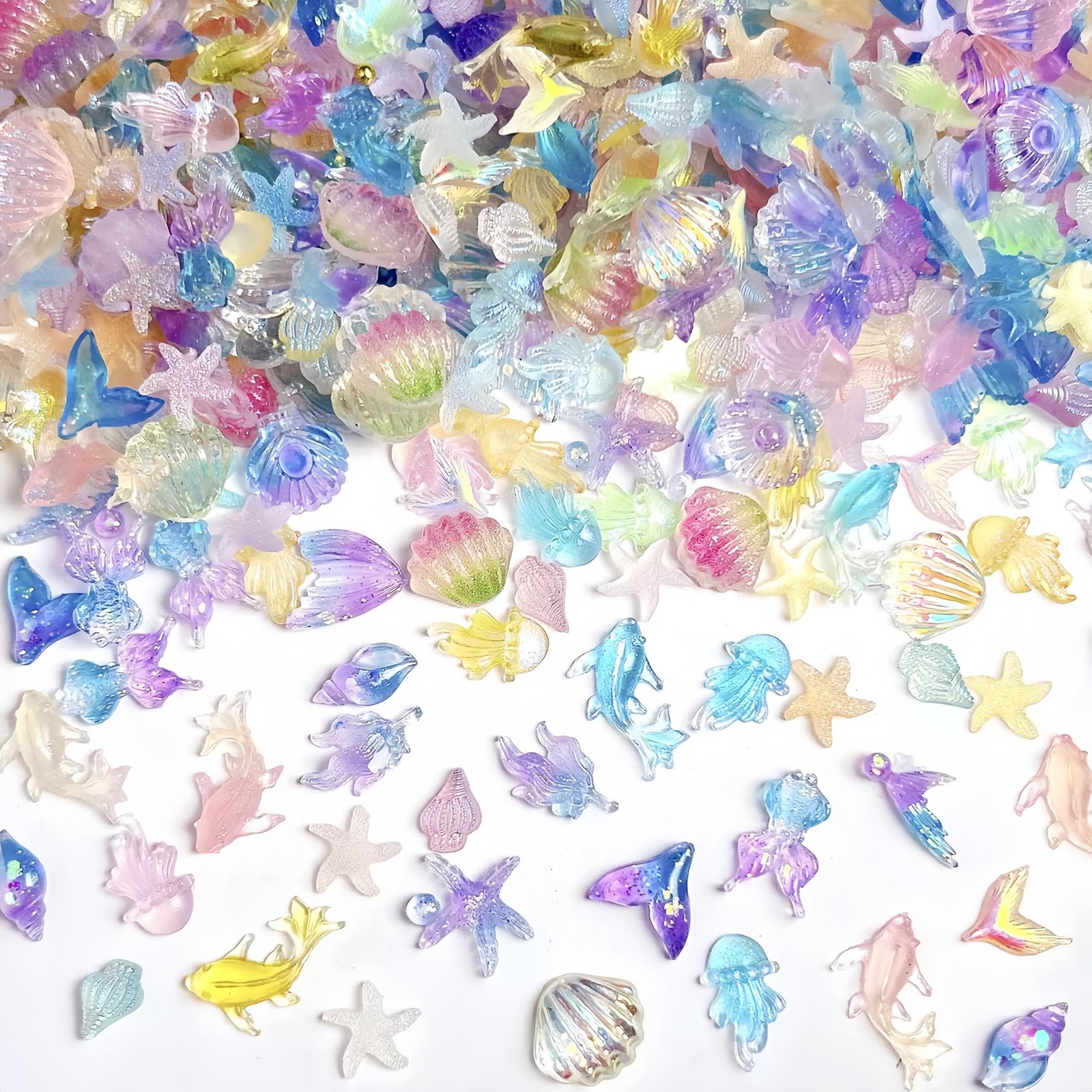 CnSybaris 200PCS Ocean Nail Resin Charms Silver
