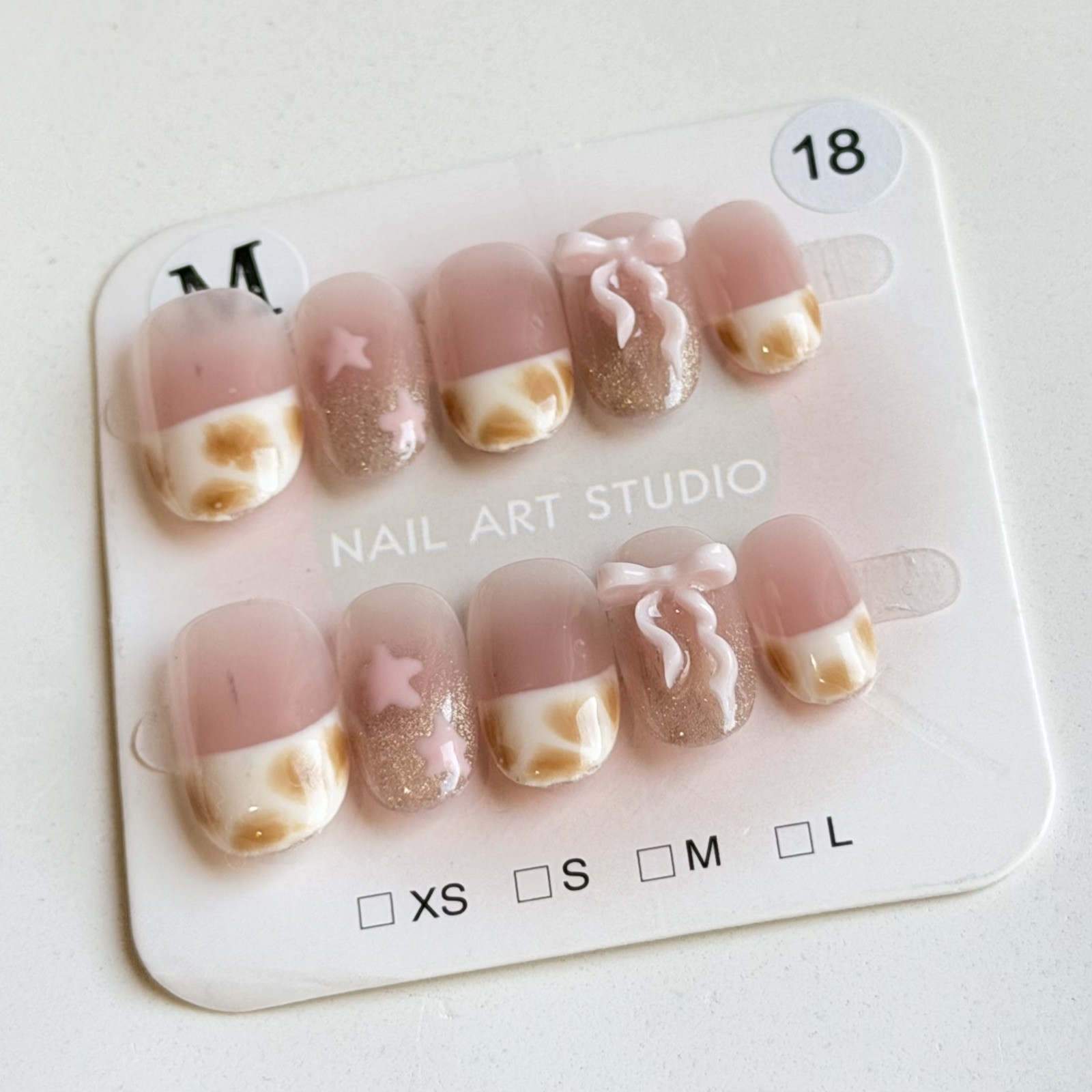 Unique Handmade Press-On Nails Size M | One of a Kind Set, Reusable 18