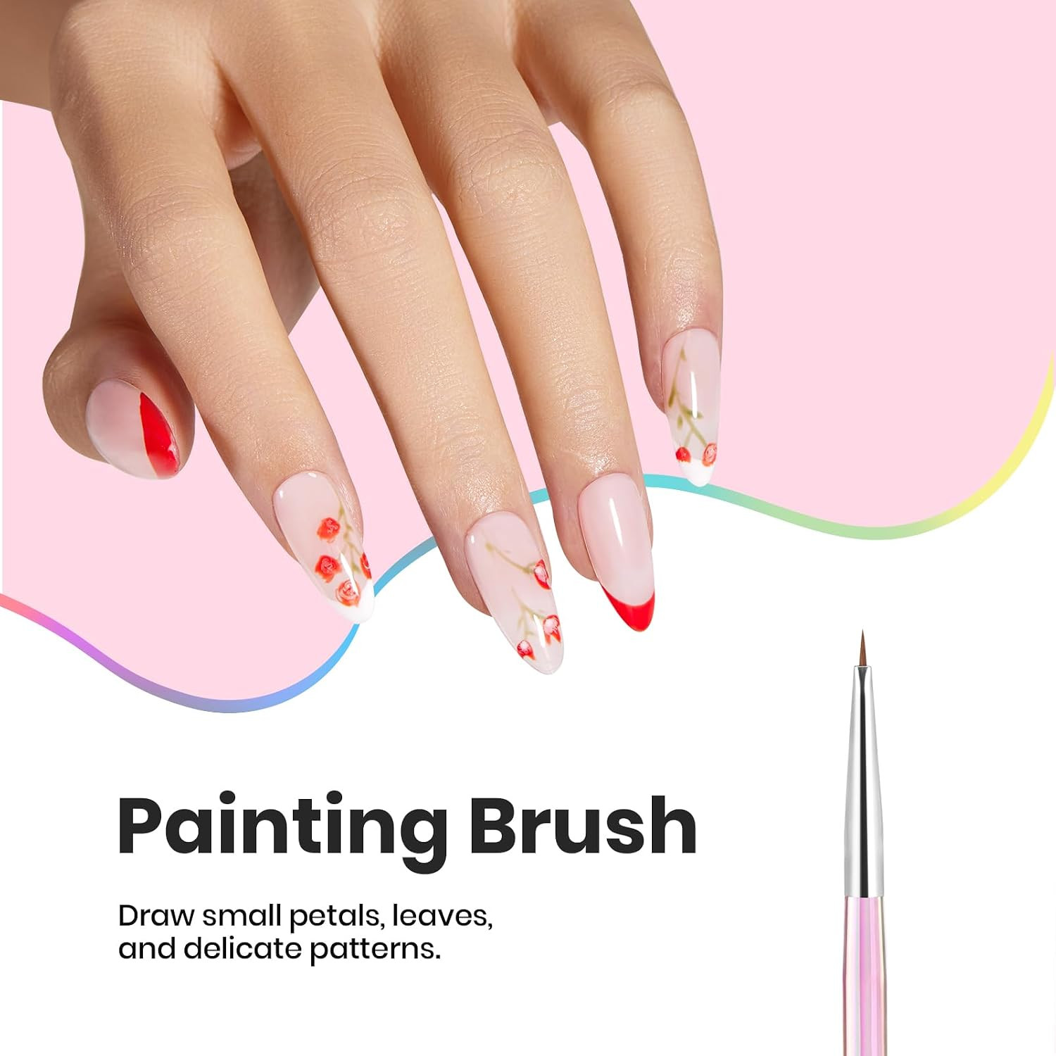 Nail Art Brushes Set for Gel Polish 3 Pcs Nail Art Design Pen and One White Pain