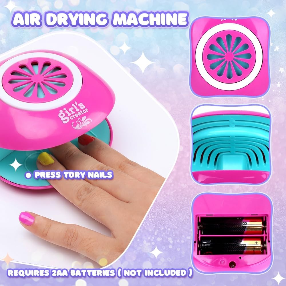 Creative Nail Polish Set for Girls 8-12: Mini Salon with 3-in-1 Nail Tools