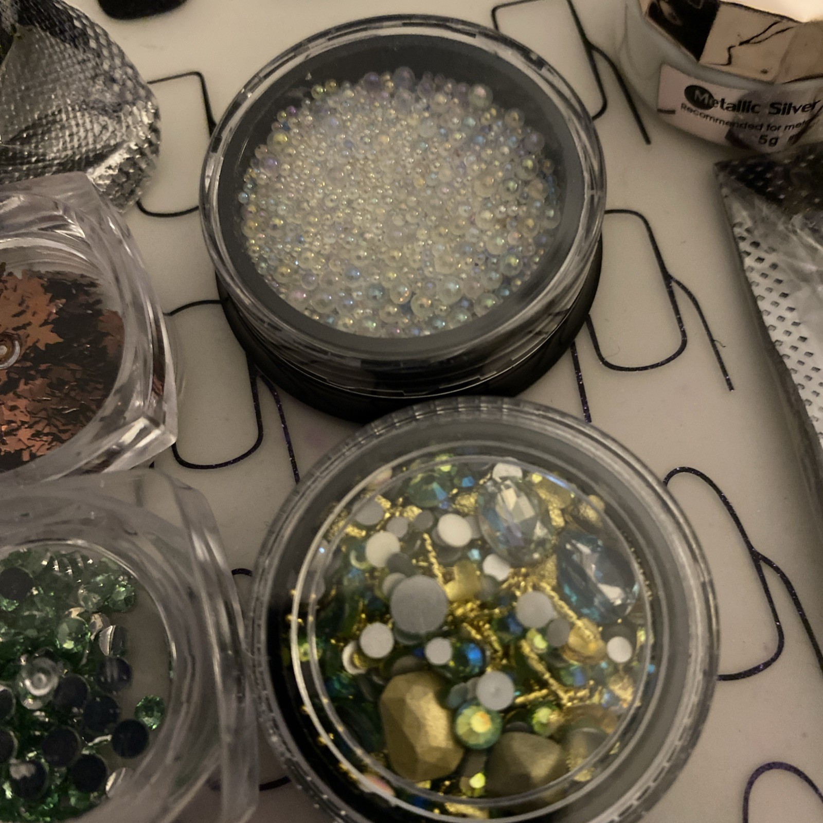 Nail Decoration Pots Alloy Shapes Embellishments Pearl’s Glass crystal & extras