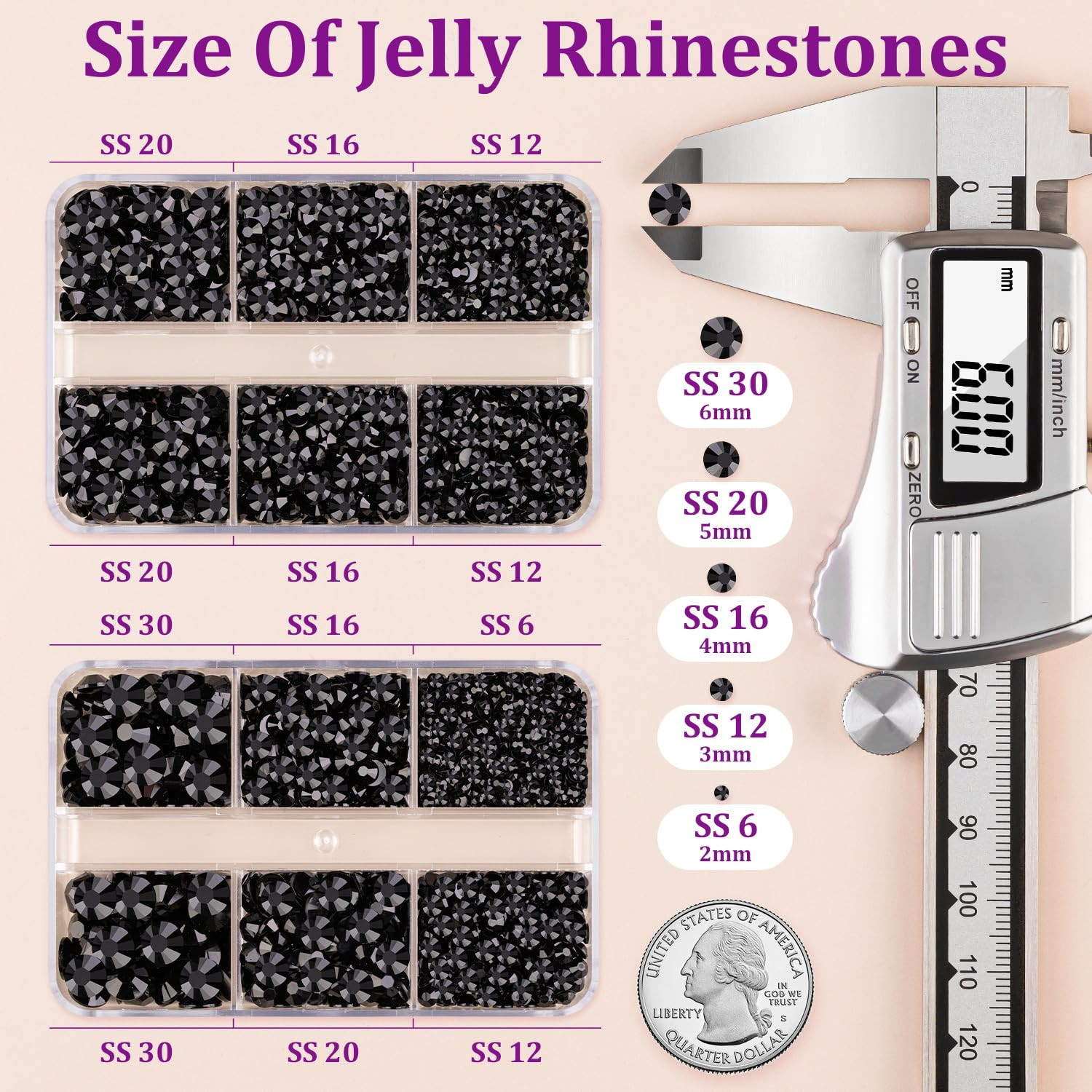 Resin Jelly Rhinestones for Crafting with B7000 Jewelry Glue, 2 Boxes Black Flat