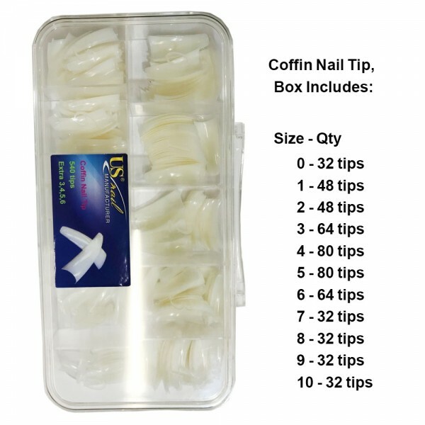 US Nail Manufacturer – Coffin Nail Tips 540 Tips ON SALE*