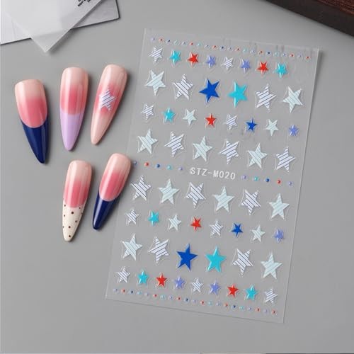 Valentines Red Bow Nails Stickers 3D Star Flower Flower Bow Nails Stickers
