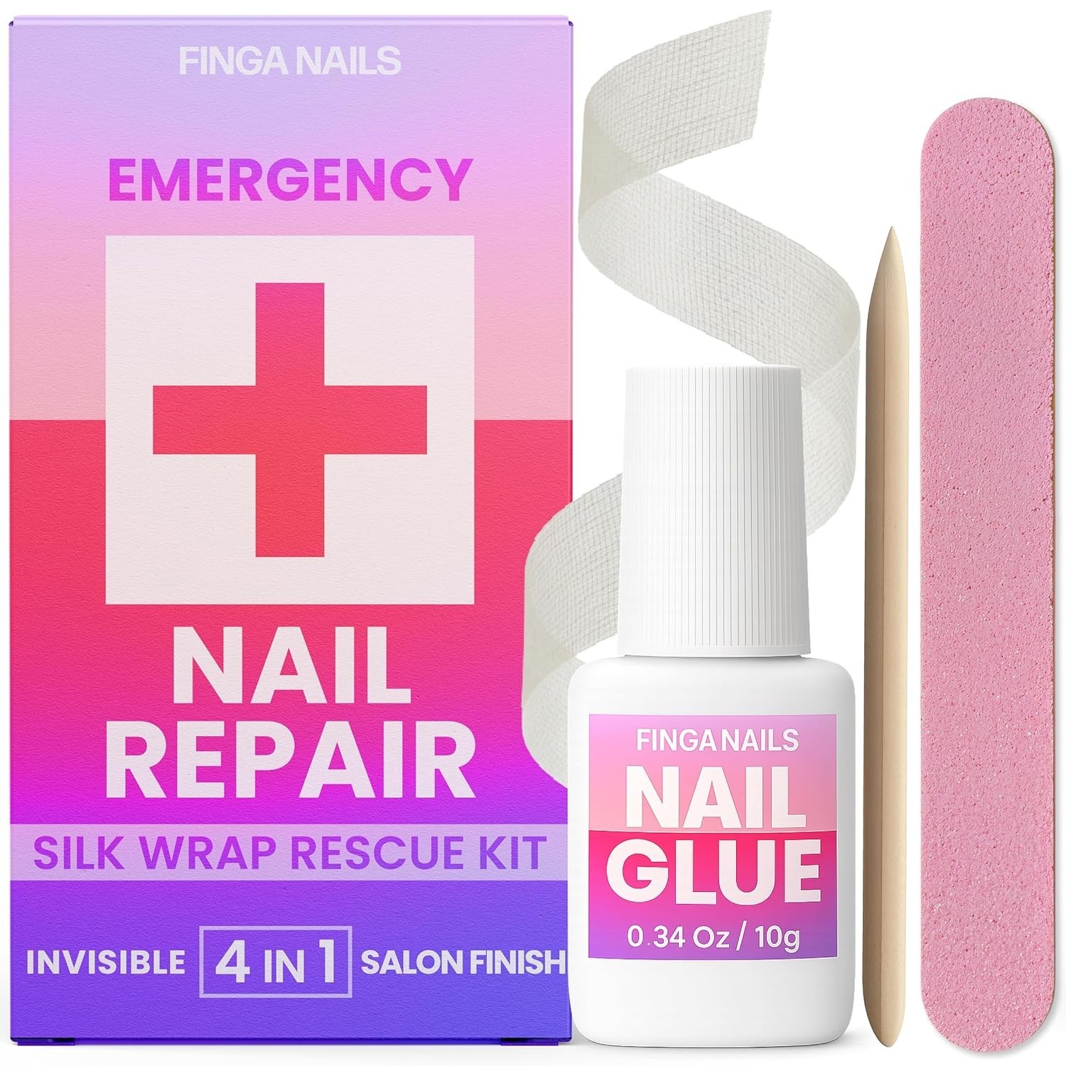 Nail Repair Kit – Fix Broken or Damaged Nails with Silk Wrap, Glue & File –