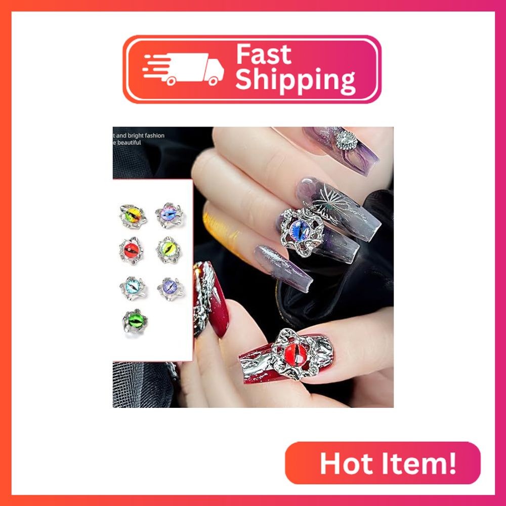 ROFIBUT Halloween Eyeball Nail Charms Devil Eye Nail Art Rhinestones 3D Alloy Go