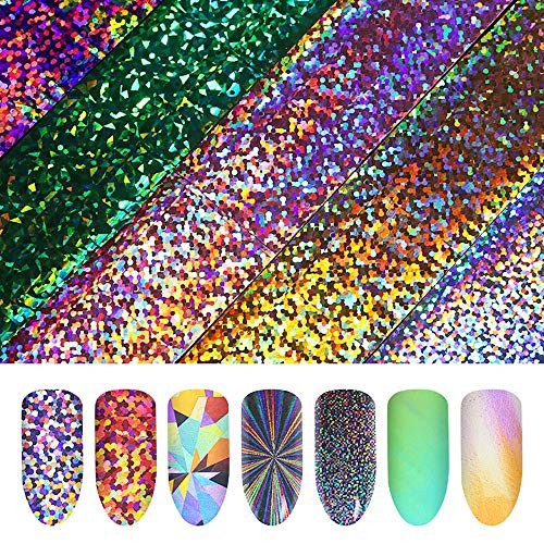 50 Sheets Cheetah Print Nail Foil Stickers Set Solid Color Laser Flower