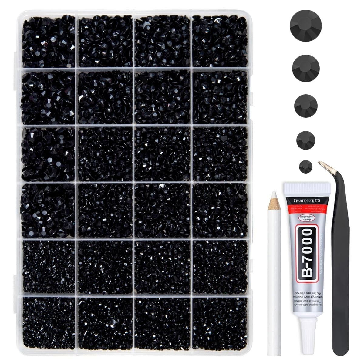 qiipii Pure Black Jelly Resin Flatback Rhinestones w B7000 Glue for Bedazzlin…