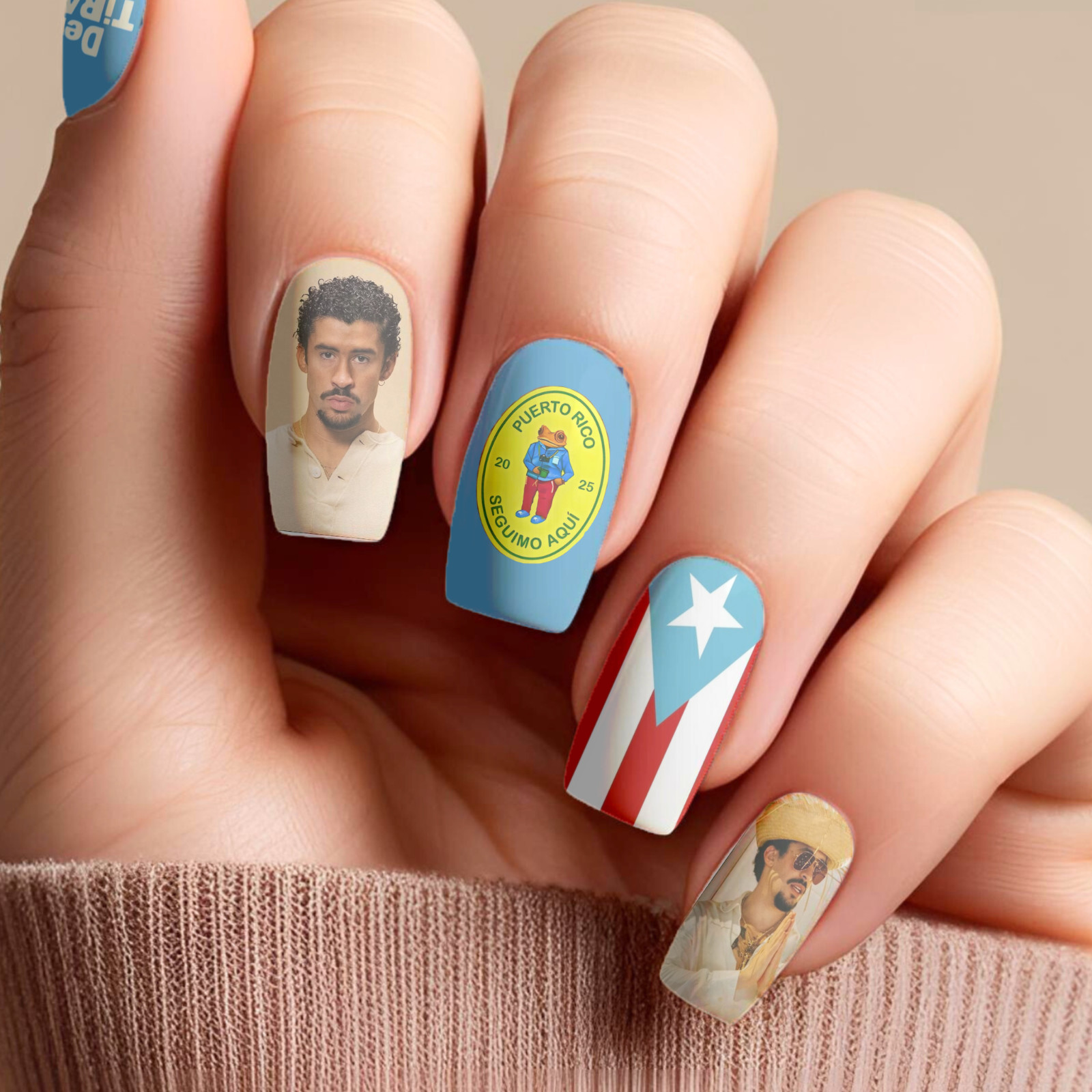 Bad Bunny DTMF Water Transfer Nail Decals