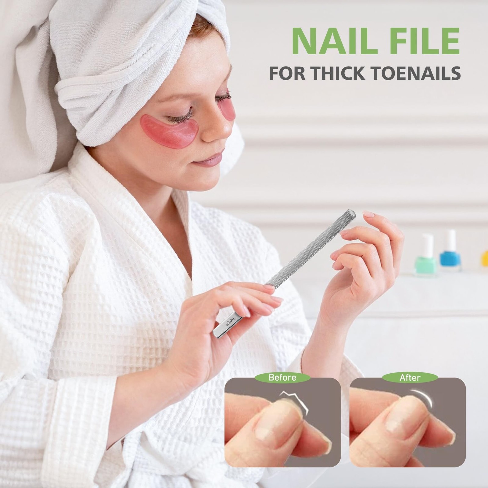 BALUCA Professional Stainless Steel Long Nail File for Thick Nails, Metal Fin…