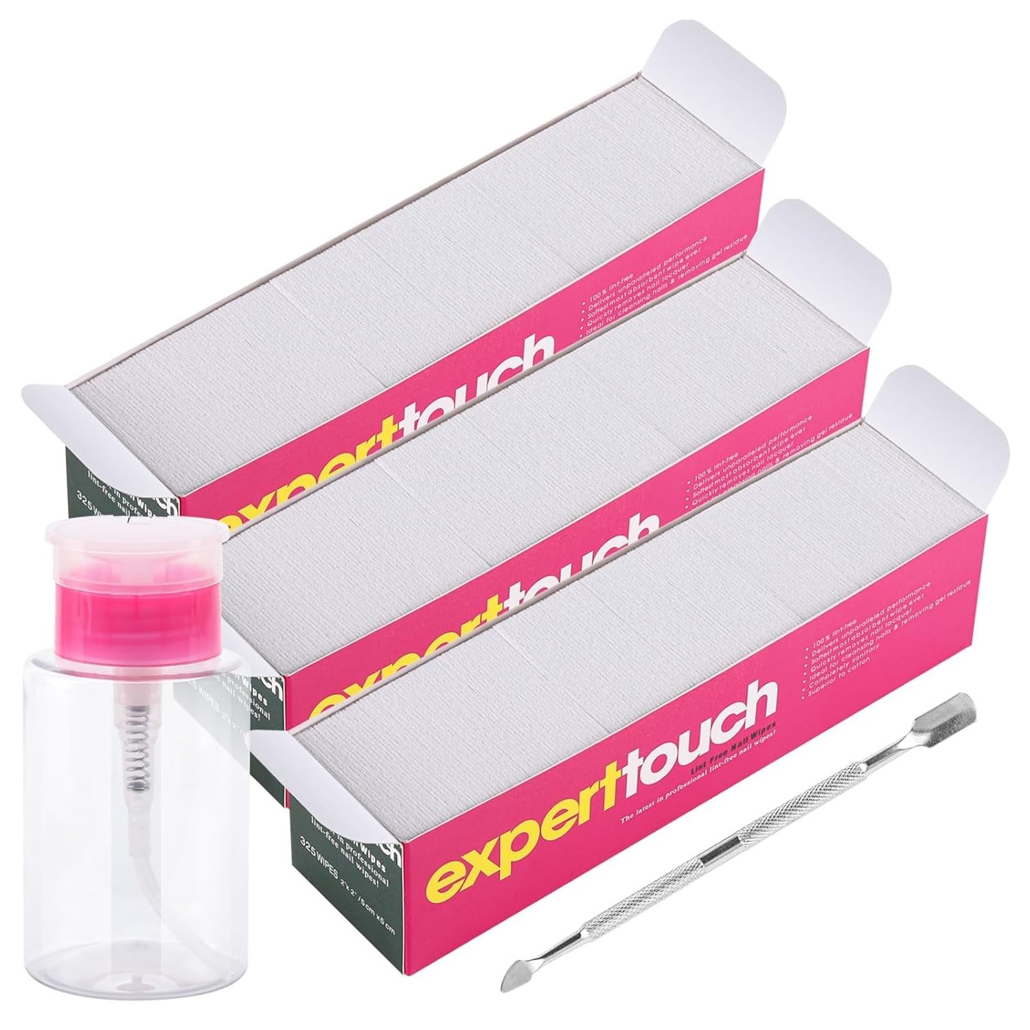 960 Alcohol-Free Lint-Free Nail Wipes with Pump Dispenser and Cuticle Pusher